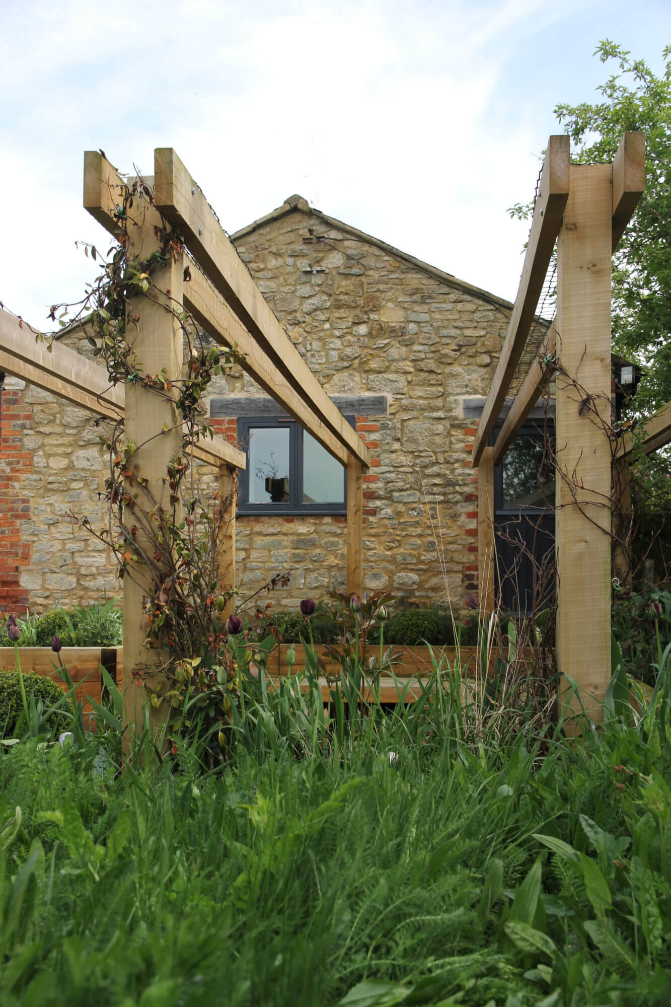 barn conversion garden pergola