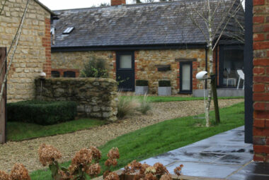 The Cowshed wind shelter courtyards in Winter