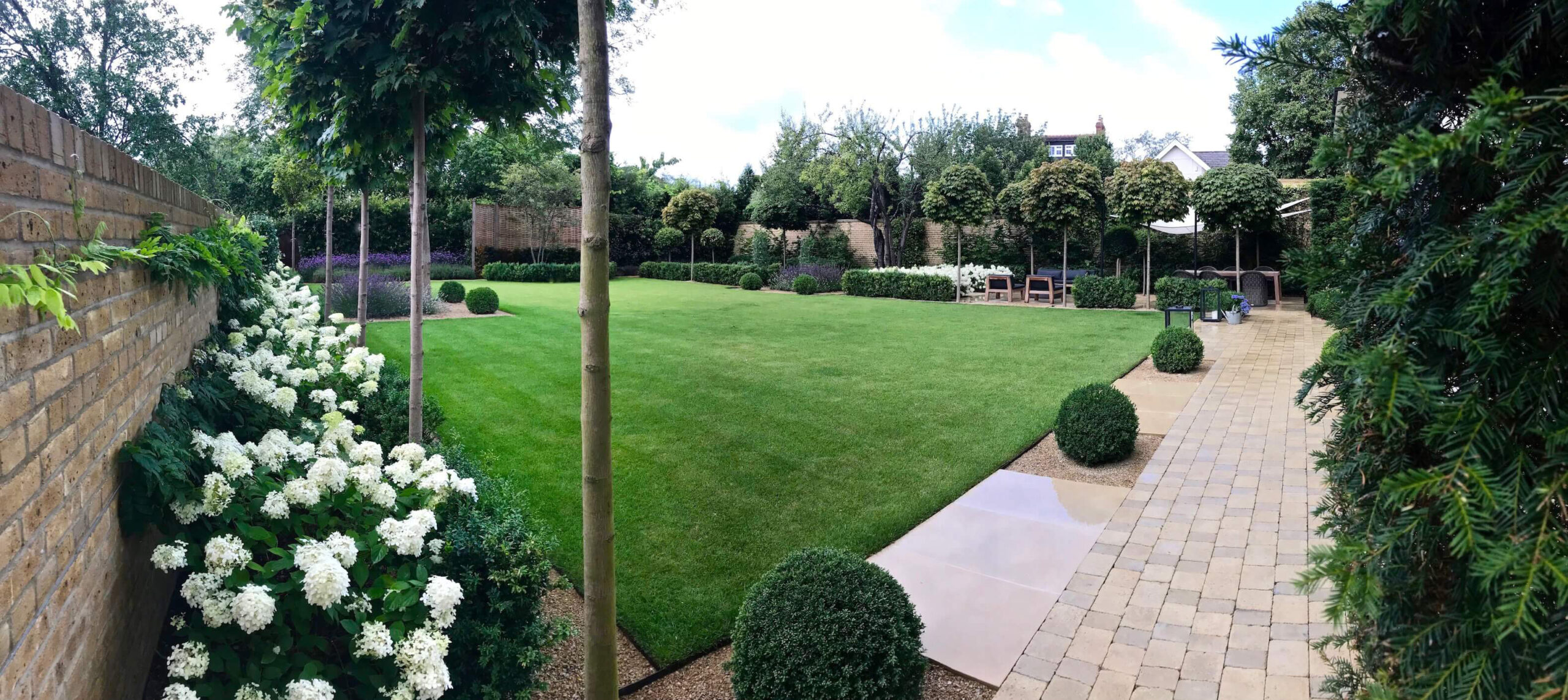 townhouse garden in Oxford fish eye view of lawn