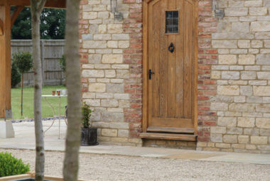 Classic wooden door in modern home