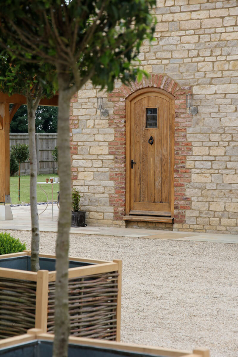 Classic wooden door in modern home