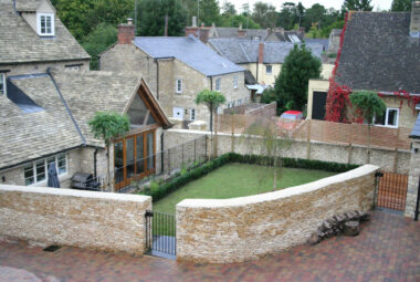 Ariel view of landscaped garden