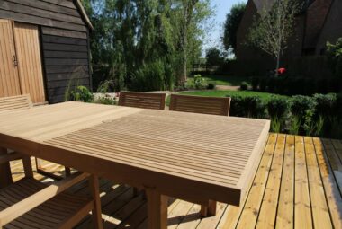 Wooden garden table and chairs