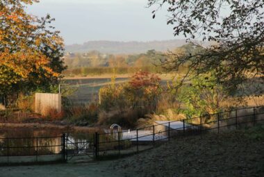 natural swimming pool in autumn