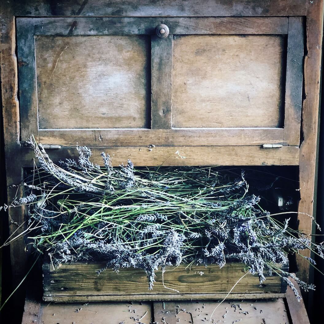 antique french baguette storage used for drying seeds and lavender