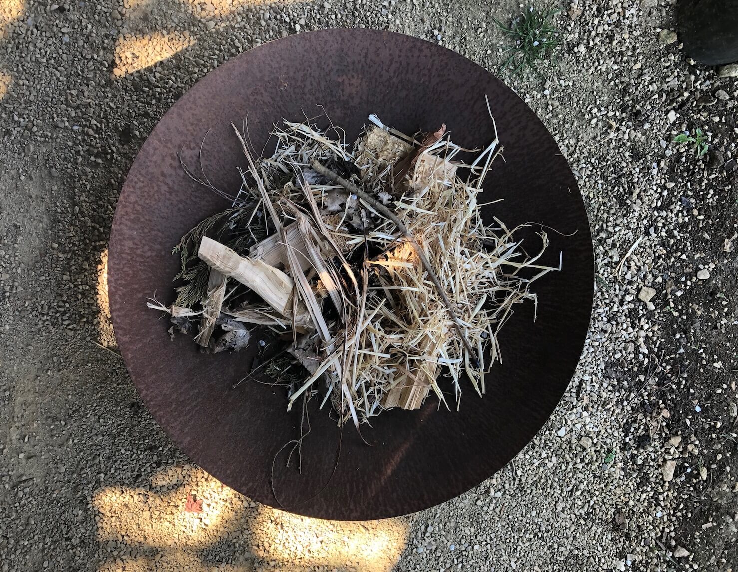 harvest time fire pit bowl with natural kindling