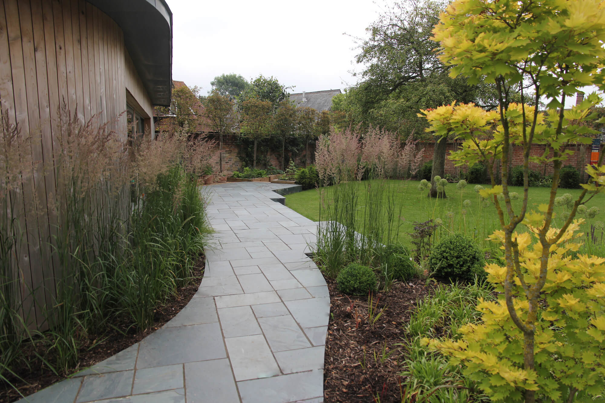 Paved path through garden