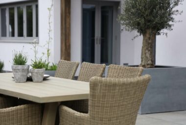 garden table with wicker chairs alfresco dining