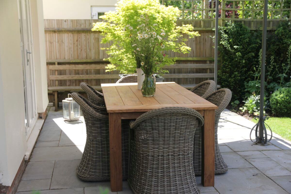 Modern garden furniture in outdoor living garden