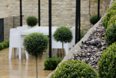 Garden furniture and patio area in landscape design Oxfordshire