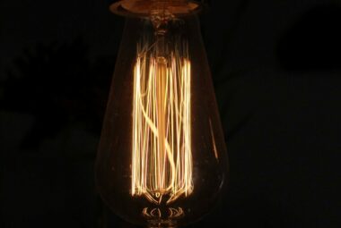 a filament light bulb glowing