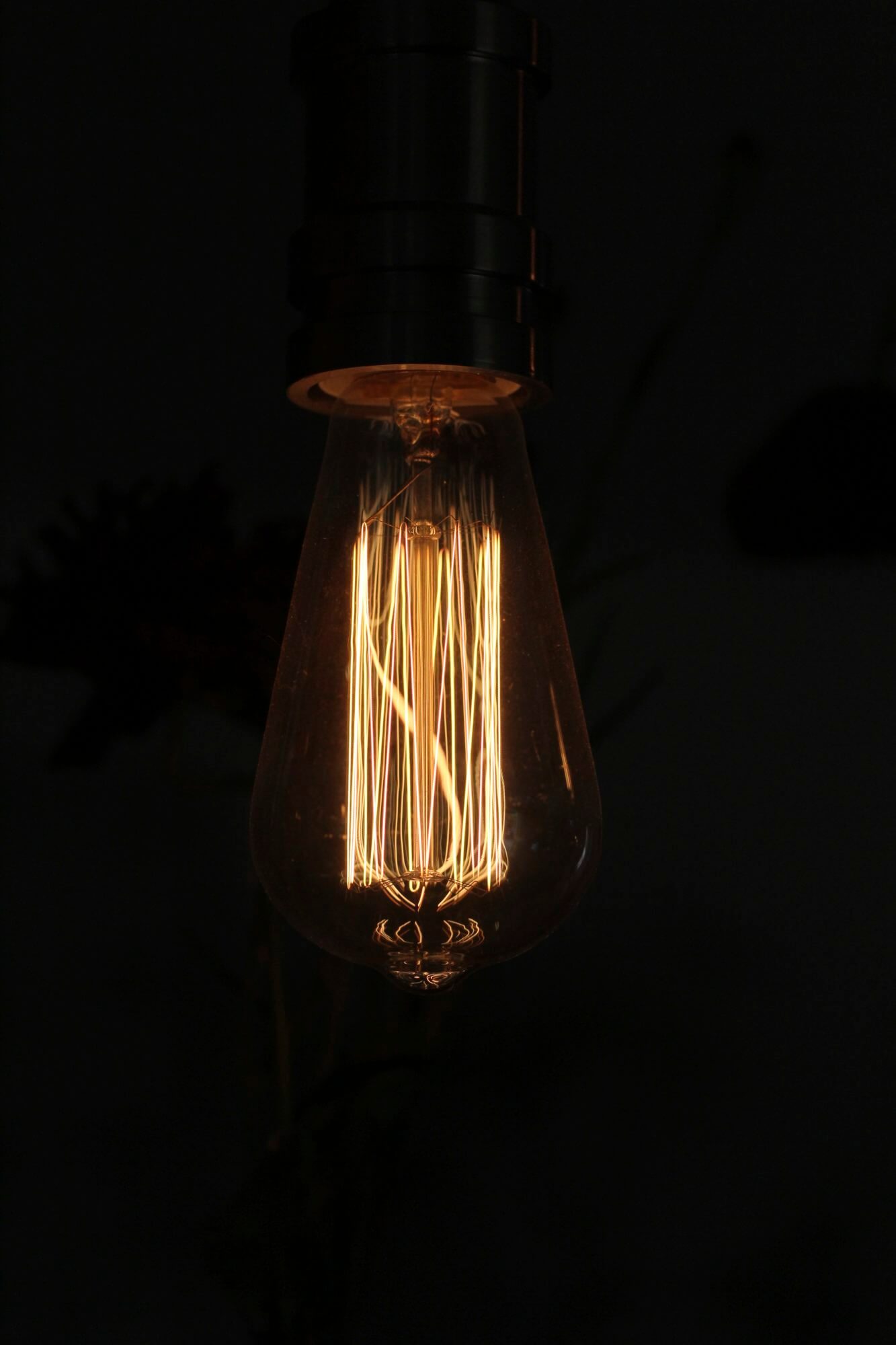 a filament light bulb glowing