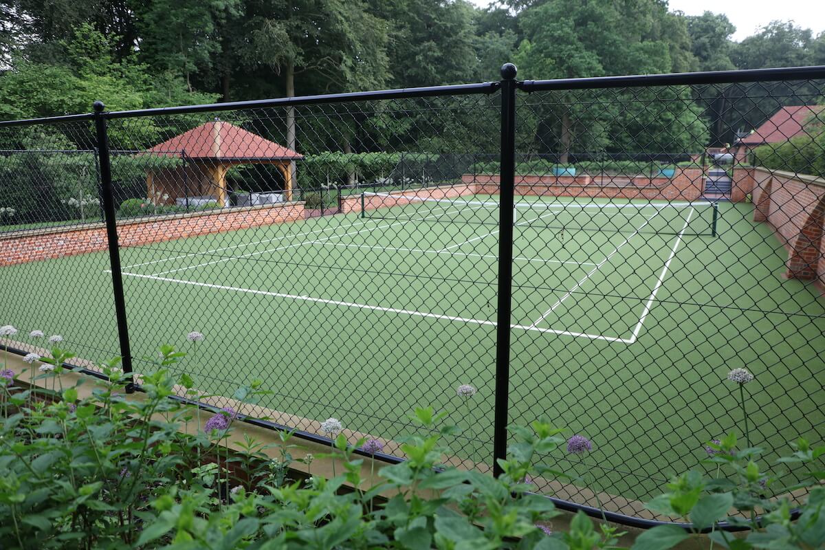 Harpsden Wood House in Henley-on-Thames grounds and gardens estate garden tennis court