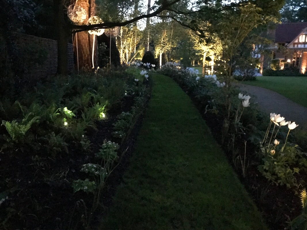 Harpsden Wood House in Henley-on-Thames grounds and gardens estate garden lighting