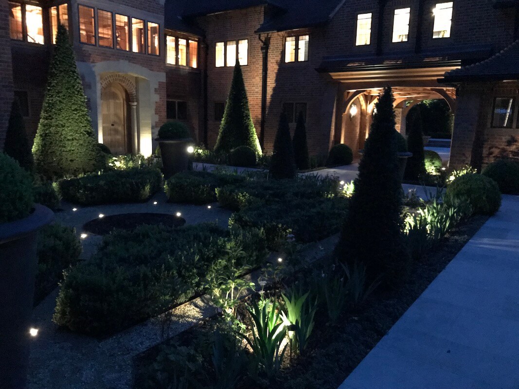 Harpsden Wood House in Henley-on-Thames grounds and gardens estate garden lighting