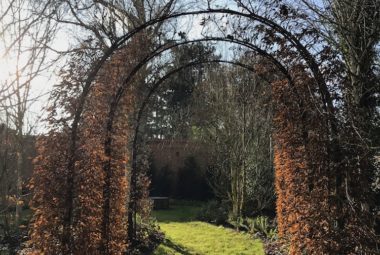 autumn Harpsden Wood House in Henley-on-Thames with green grounds and gardens designed by Hendy Curzon Gardens