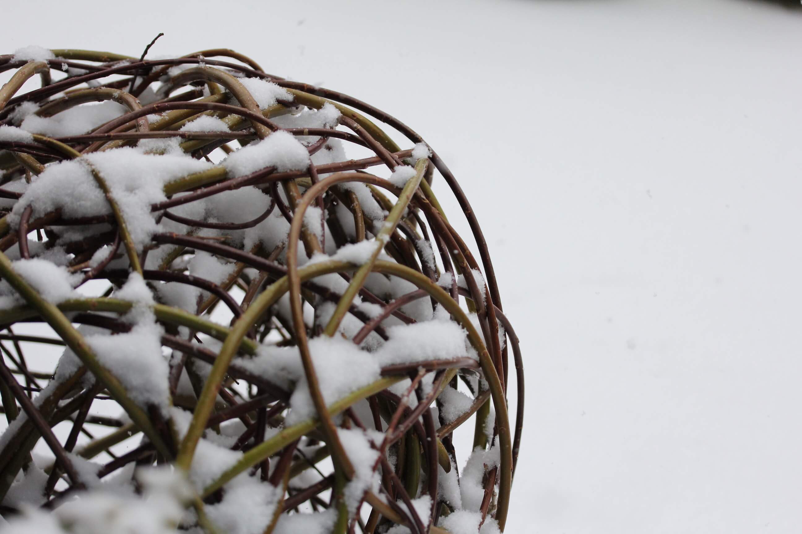 willow knitted ball in snow
