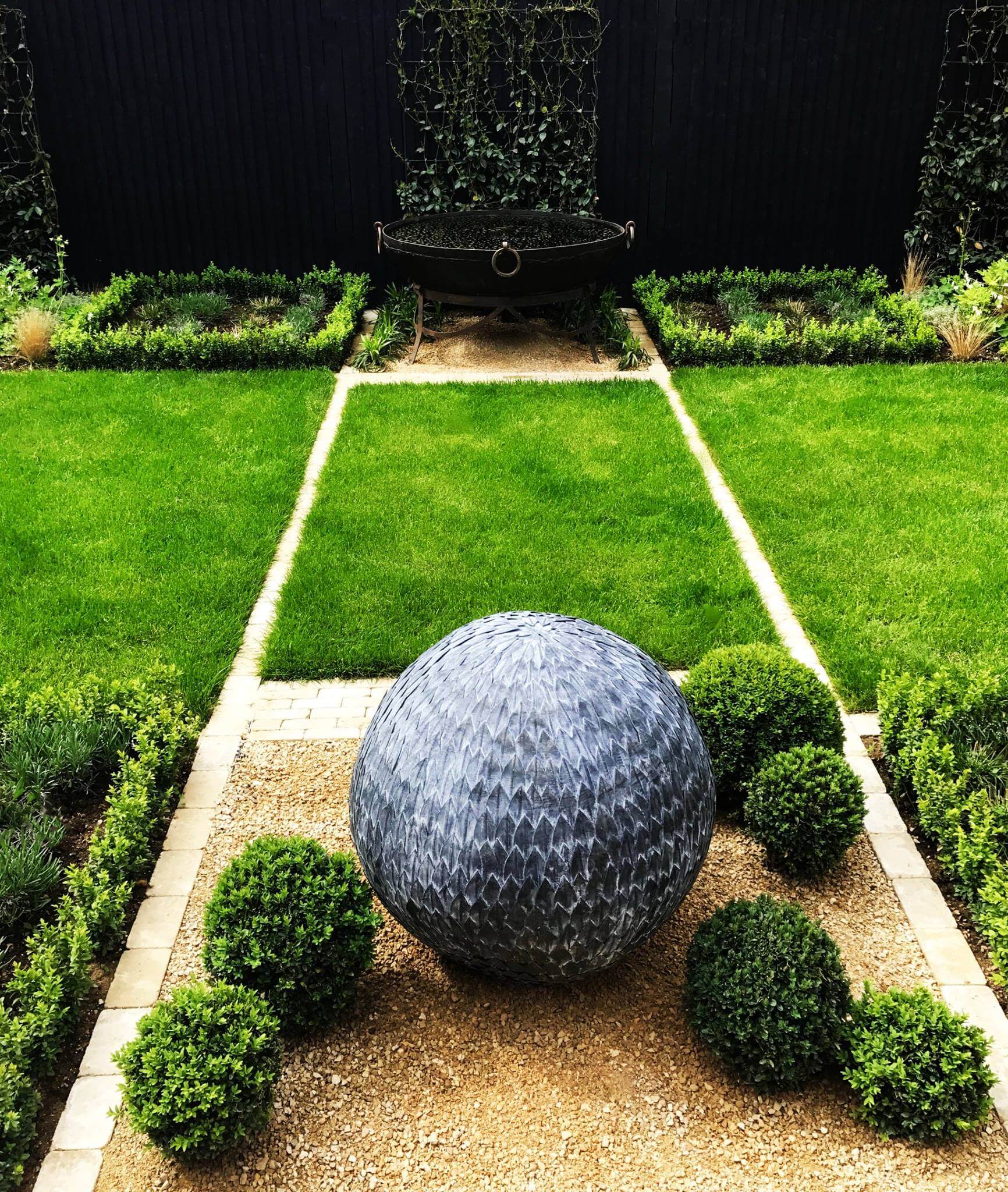 ornamental garden with topiary balls