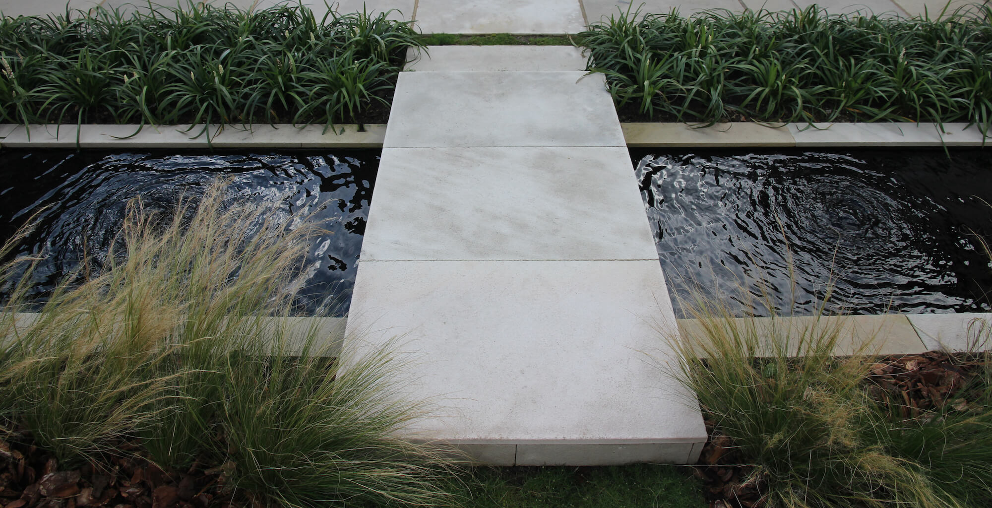 Water feature rill in Hendy Curzon gardens designed garden