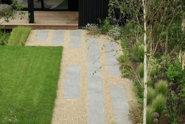 Shot from above of garden studio with growing roof