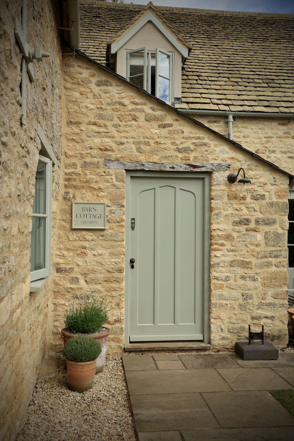 Barn Cottage front door painted with farrow and ball