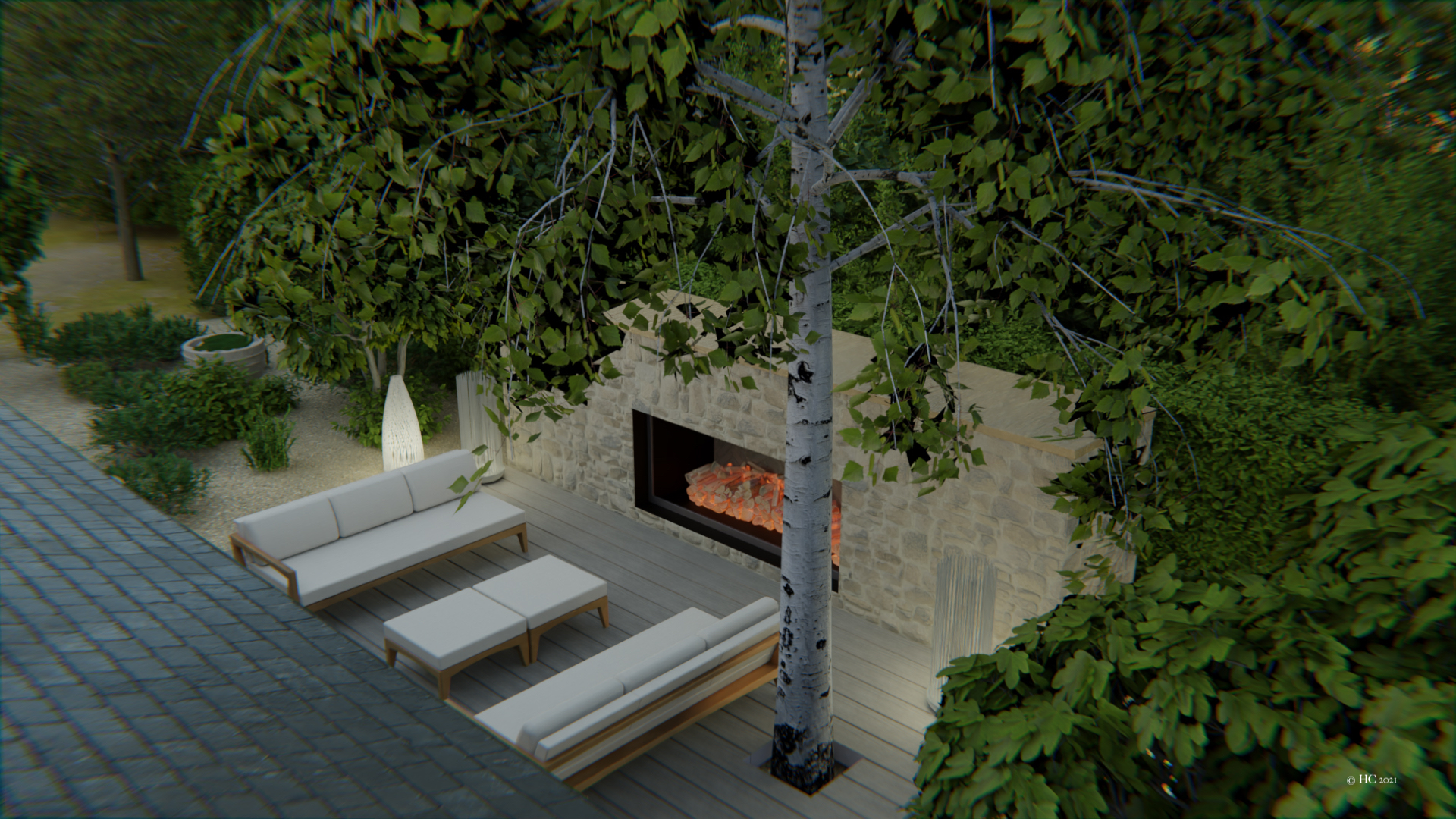 3D conceptual fireside 