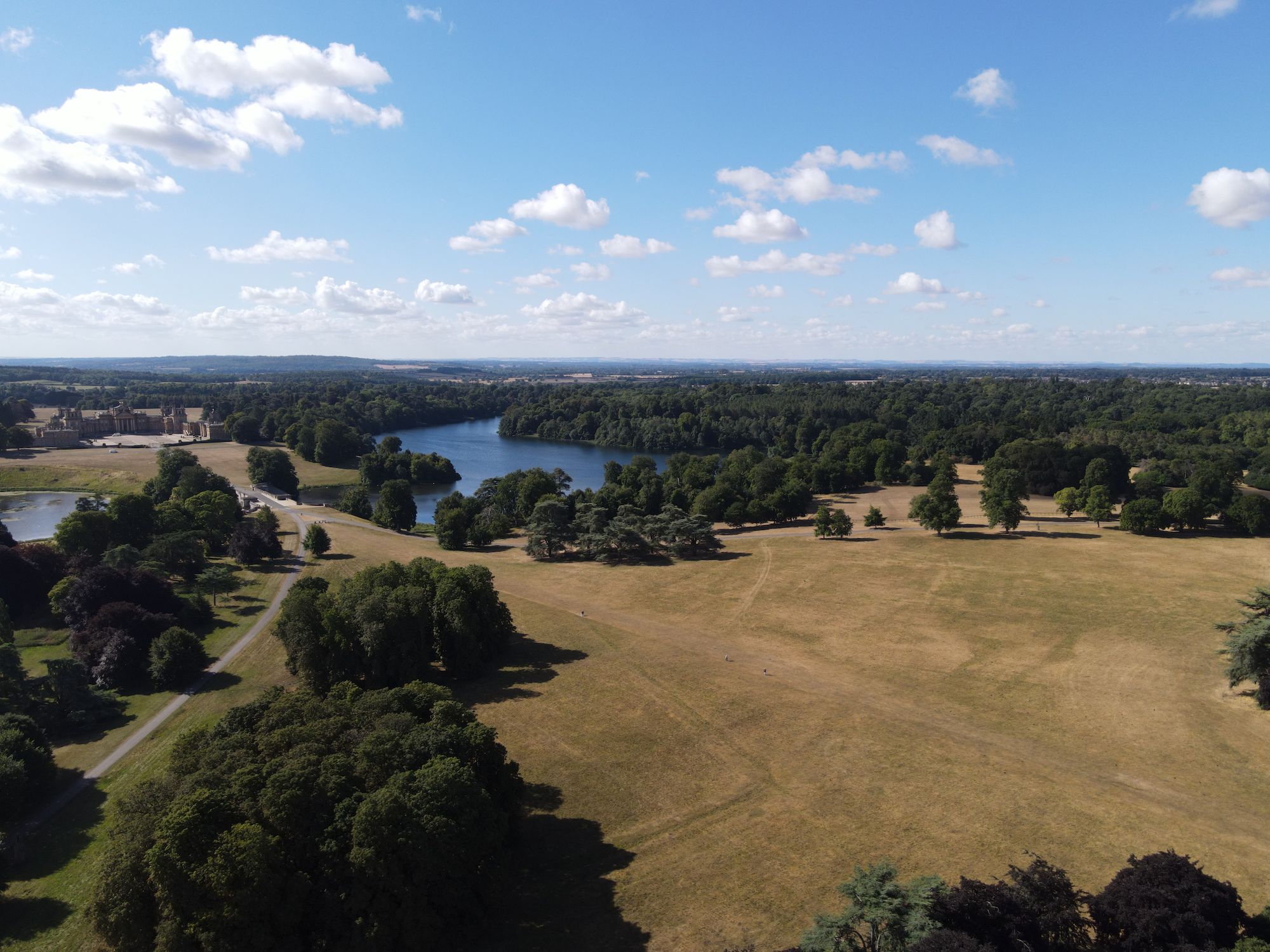 Wide ariel shot of Blenheim palace in Woodstock oxfordshire