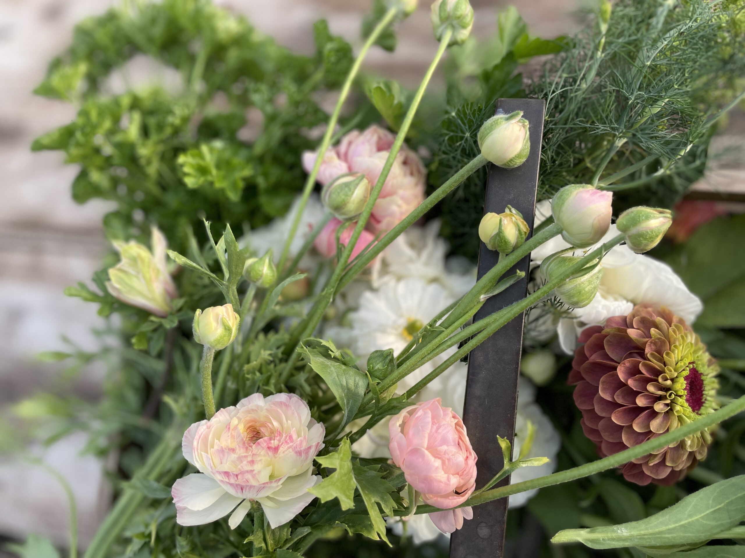 Basket of homegrown florals 