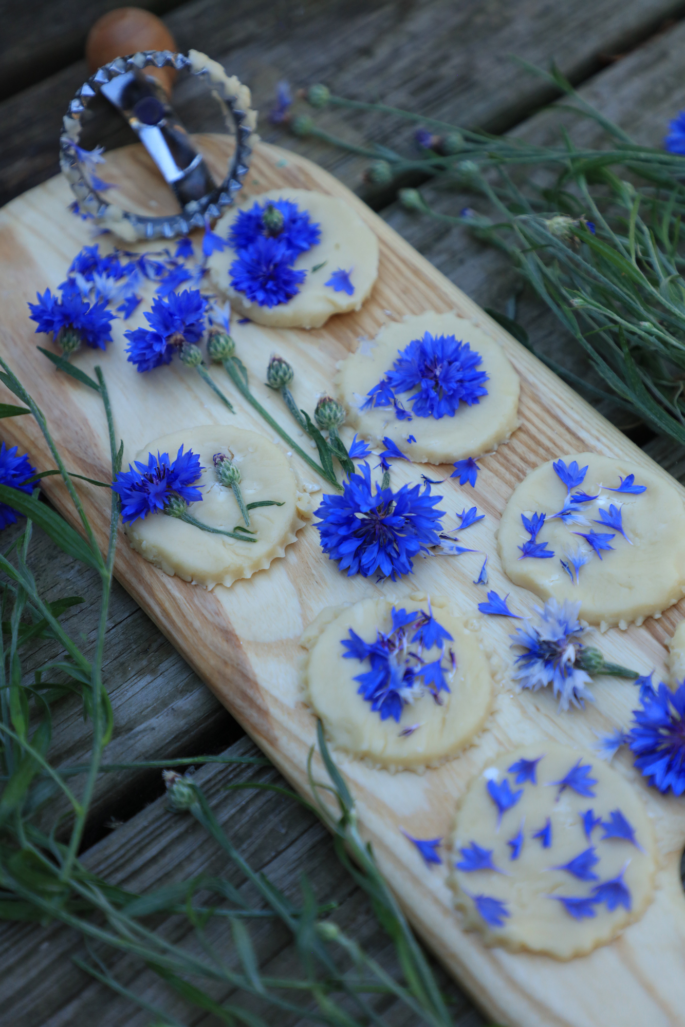 Cornflower shortbread ready for the oven