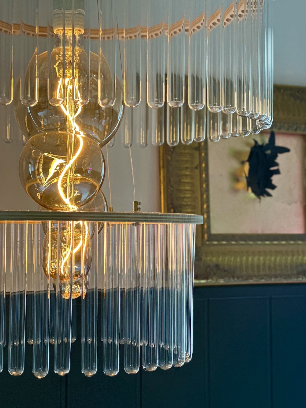 Test tube chandelier in Design atelier in Woodstock 